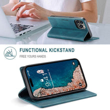 Load image into Gallery viewer, Casekis Retro RFID Wallet Phone Case Blue