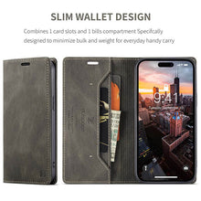 Load image into Gallery viewer, Casekis Retro RFID Wallet Phone Case Coffee