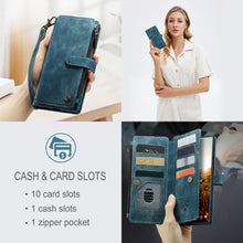 Load image into Gallery viewer, Casekis Leather Zipper Phone Case Blue