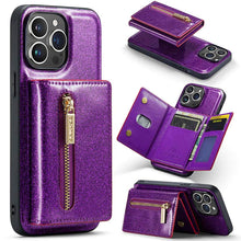 Lade das Bild in den Galerie-Viewer, Casekis Glitter Cardholer Magnetic Phone Case Dark Purple
