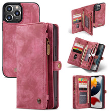Lade das Bild in den Galerie-Viewer, Casekis Zipper Wallet PU Leather Case Red