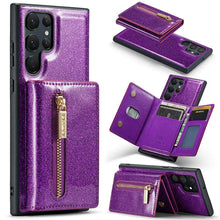 Lade das Bild in den Galerie-Viewer, Casekis Glitter Cardholer Magnetic Phone Case Dark Purple