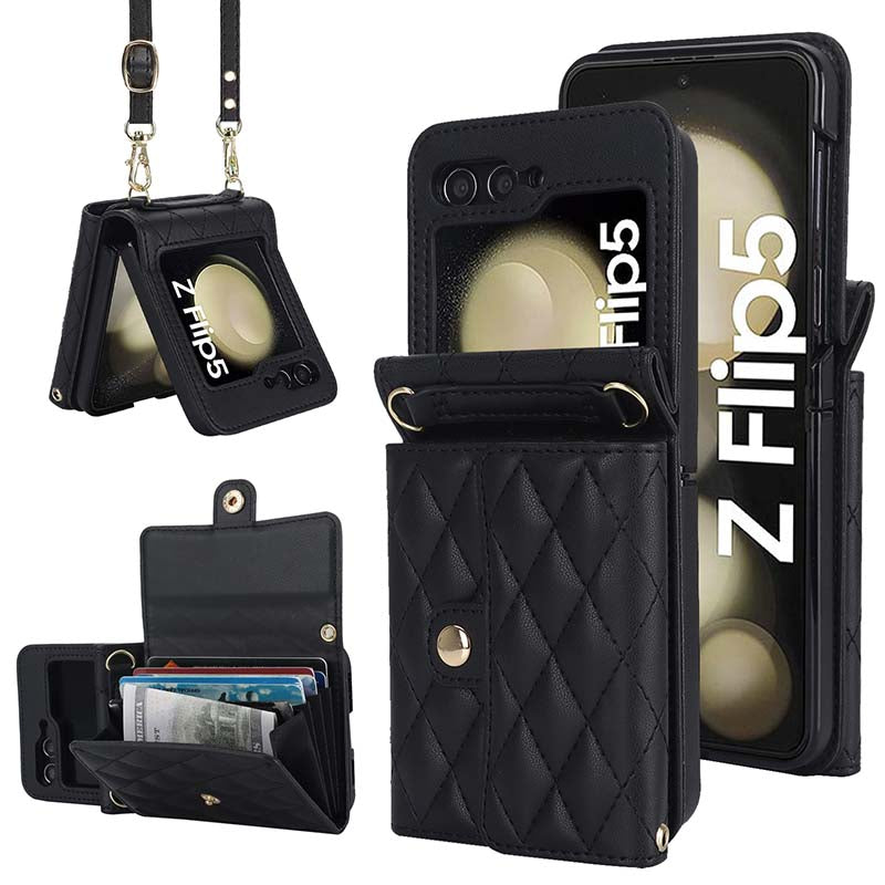 Casekis Crossbody Cardholder Phone Case For Galaxy Z Flip 5 Black