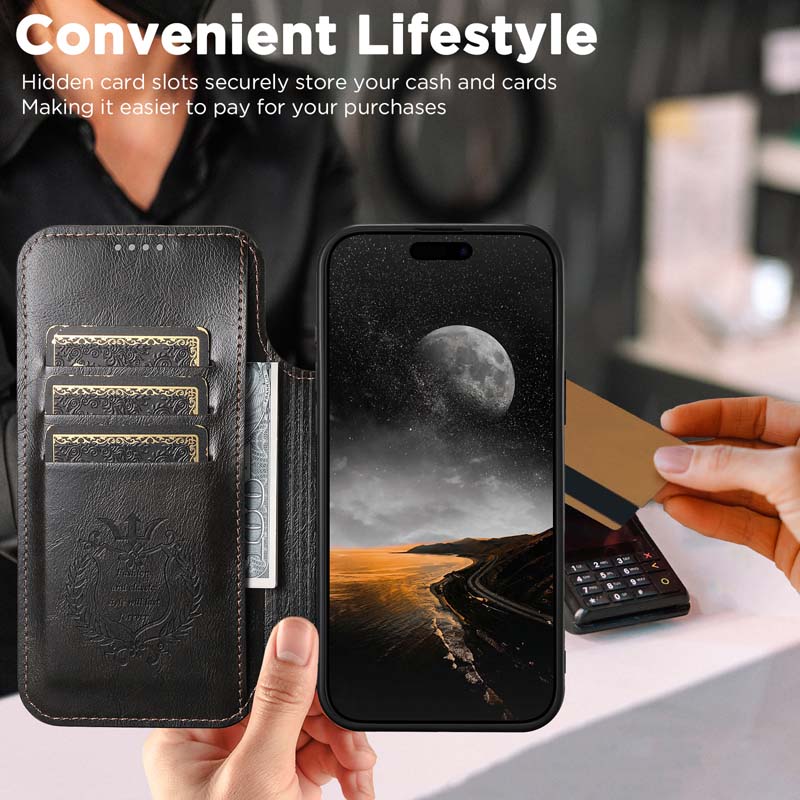 Casekis Leather Wallet MagSafe Phone Case Black Casekis Leather Wallet MagSafe Phone Case Black