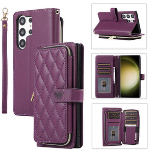 Casekis Fashion 10-card Leather Crossbody Phone Case Dark Purple