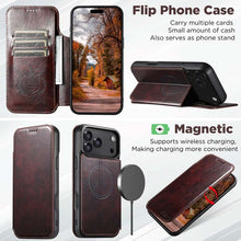Load image into Gallery viewer, Casekis Leather Wallet MagSafe Phone Case Brown
