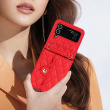 Load image into Gallery viewer, Casekis Crossbody Cardholder Phone Case For Galaxy Z Flip 3 Red
