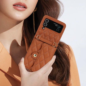 Casekis Crossbody Cardholder Phone Case For Galaxy Z Flip 4 Brown