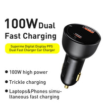 Lade das Bild in den Galerie-Viewer, Dual Fast Charger Car Charger 100W Digital Display
