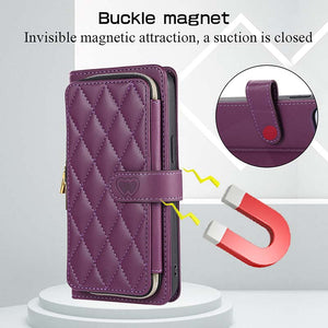 Casekis Fashion 10-card Leather Crossbody Phone Case Dark Purple