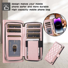 Load image into Gallery viewer, Casekis Fashion 10-card Leather Crossbody Phone Case Rose Gold
