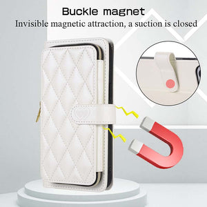Casekis Fashion 10-card Leather Crossbody Phone Case White