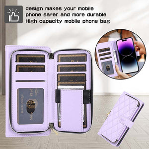 Casekis Fashion 10-card Leather Crossbody Phone Case Purple