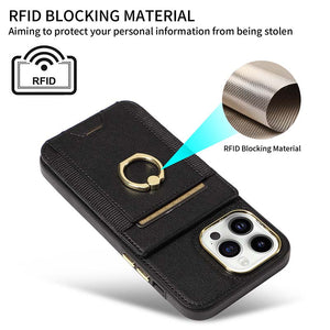 Casekis Ring Stand RFID Card Holder Phone Case Black