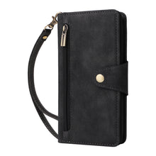 Load image into Gallery viewer, Casekis Studded Zip Leather Wallet Wristlet Phone Case Black
