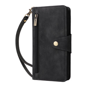 Casekis Studded Zip Leather Wallet Wristlet Phone Case Black