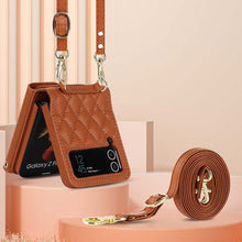 Load image into Gallery viewer, Casekis Crossbody Cardholder Phone Case For Galaxy Z Flip 3 Brown
