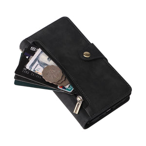 Casekis Studded Zip Leather Wallet Wristlet Phone Case Black
