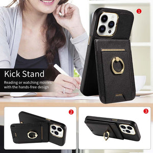 Casekis Ring Stand RFID Card Holder Phone Case Black