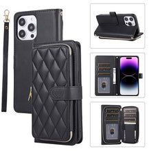 Load image into Gallery viewer, Casekis Fashion 10-card Leather Crossbody Phone Case Black
