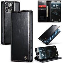 Load image into Gallery viewer, CASEKIS Luxury Flip Leather Phone Case Black
