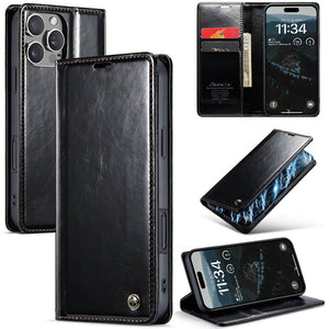 CASEKIS Luxury Flip Leather Phone Case Black