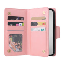 Load image into Gallery viewer, Casekis Studded Zip Leather Wallet Wristlet Phone Case Rose Gold

