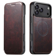 Load image into Gallery viewer, Casekis Leather Wallet MagSafe Phone Case Brown
