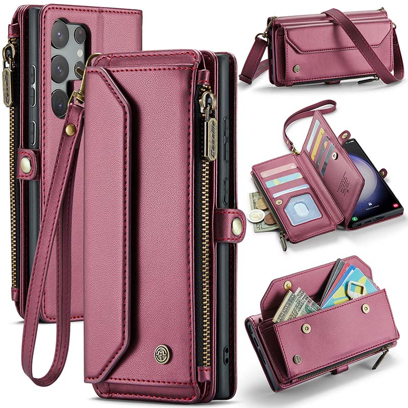 Casekis Cardholer Zipper Wallet Crossbody Phone Case Red