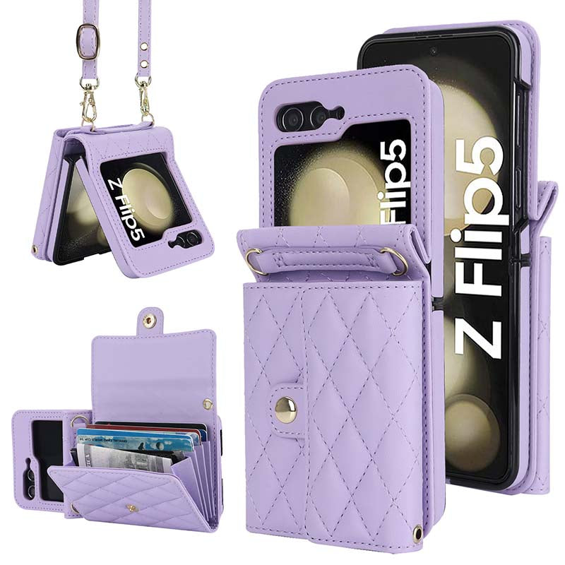 Casekis Crossbody Cardholder Phone Case For Galaxy Z Flip 5 Purple