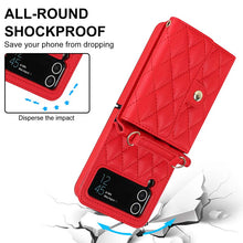 Load image into Gallery viewer, Casekis Crossbody Cardholder Phone Case For Galaxy Z Flip 4 Red
