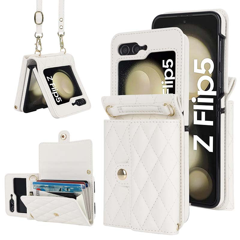 Casekis Crossbody Cardholder Phone Case For Galaxy Z Flip 5 White