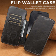 Lade das Bild in den Galerie-Viewer, Casekis Leather Wallet MagSafe Phone Case Black
