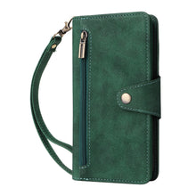 Load image into Gallery viewer, Casekis Studded Zip Leather Wallet Wristlet Phone Case Green
