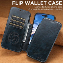Load image into Gallery viewer, Casekis Leather Wallet MagSafe Phone Case Blue
