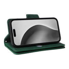 Load image into Gallery viewer, Casekis Studded Zip Leather Wallet Wristlet Phone Case Green
