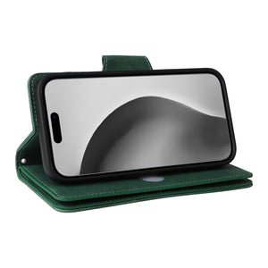 Casekis Studded Zip Leather Wallet Wristlet Phone Case Green