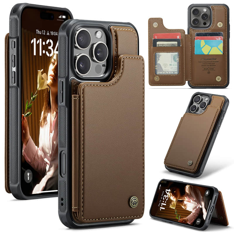 Casekis RFID Cardholder Wallet Phone Case Brown