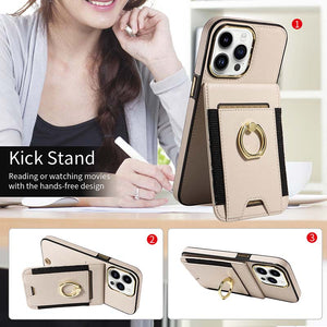 Casekis Ring Stand RFID Card Holder Phone Case Beige