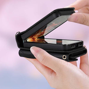 Casekis Crossbody Cardholder Phone Case For Galaxy Z Flip 3 Black