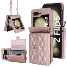 Load image into Gallery viewer, Casekis Crossbody Cardholder Phone Case For Galaxy Z Flip 5 Rose Gold
