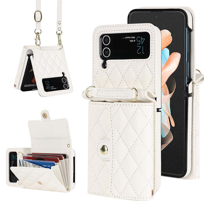Casekis Crossbody Cardholder Phone Case For Galaxy Z Flip 3 White