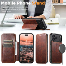 Load image into Gallery viewer, Casekis Leather Wallet MagSafe Phone Case Khaki

