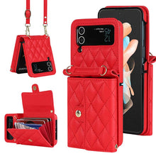Load image into Gallery viewer, Casekis Crossbody Cardholder Phone Case For Galaxy Z Flip 3 Red
