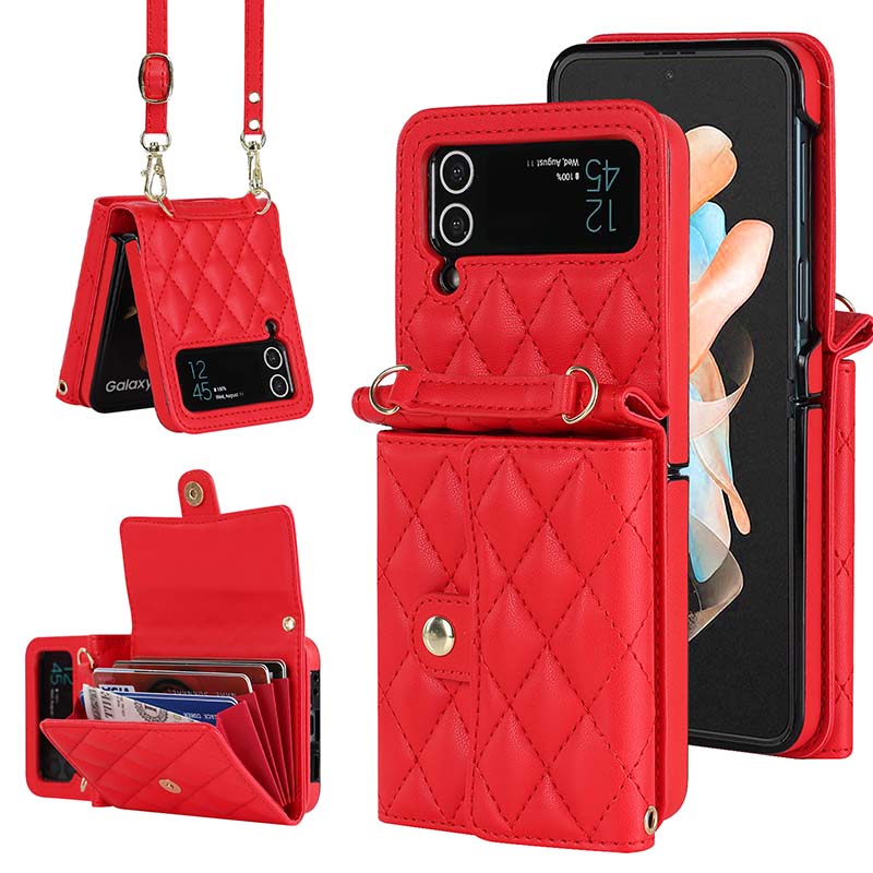 Casekis Crossbody Cardholder Phone Case For Galaxy Z Flip 3 Red