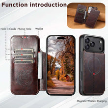 Load image into Gallery viewer, Casekis Leather Wallet MagSafe Phone Case Brown
