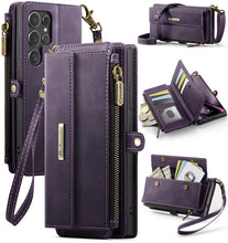 Load image into Gallery viewer, Casekis Crossbody Leather Wallet RFID Phone Case Purple
