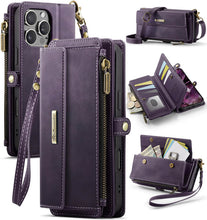Load image into Gallery viewer, Casekis Crossbody Leather Wallet RFID Phone Case Purple
