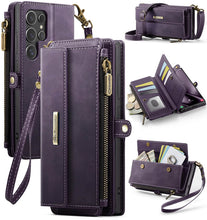 Load image into Gallery viewer, Casekis Crossbody Leather Wallet RFID Phone Case Purple
