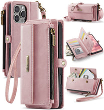 Load image into Gallery viewer, Casekis Crossbody Leather Wallet RFID Phone Case Pink
